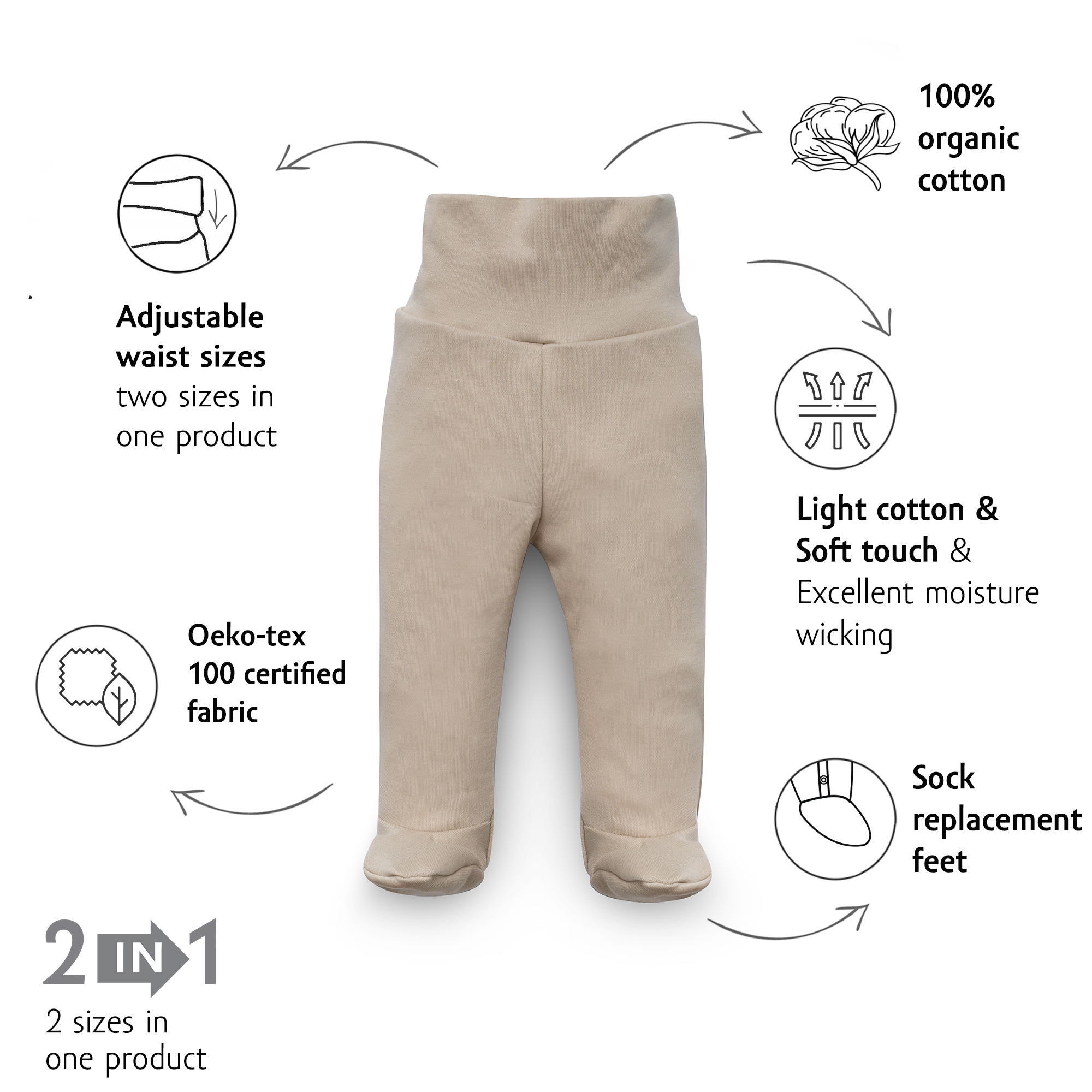 Kenguru Gold Hlačice za bebe "hazelnut" 56-62 - Slika 2