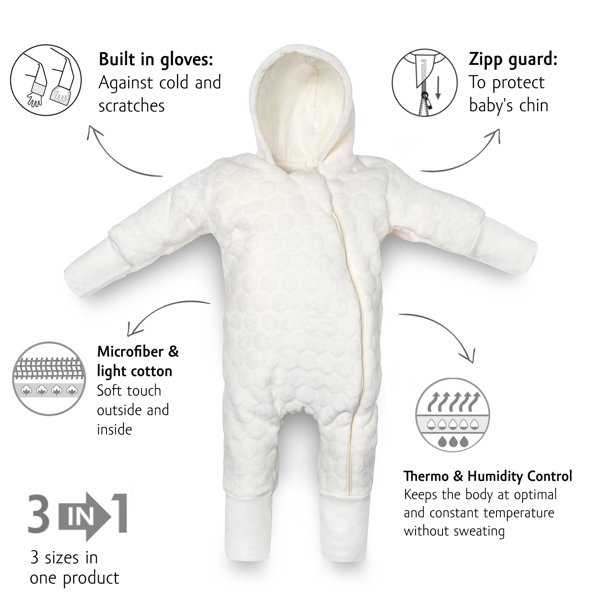 Kenguru Gold Odijelce za bebe TOG2 "ecru", 0-3m - Slika 2