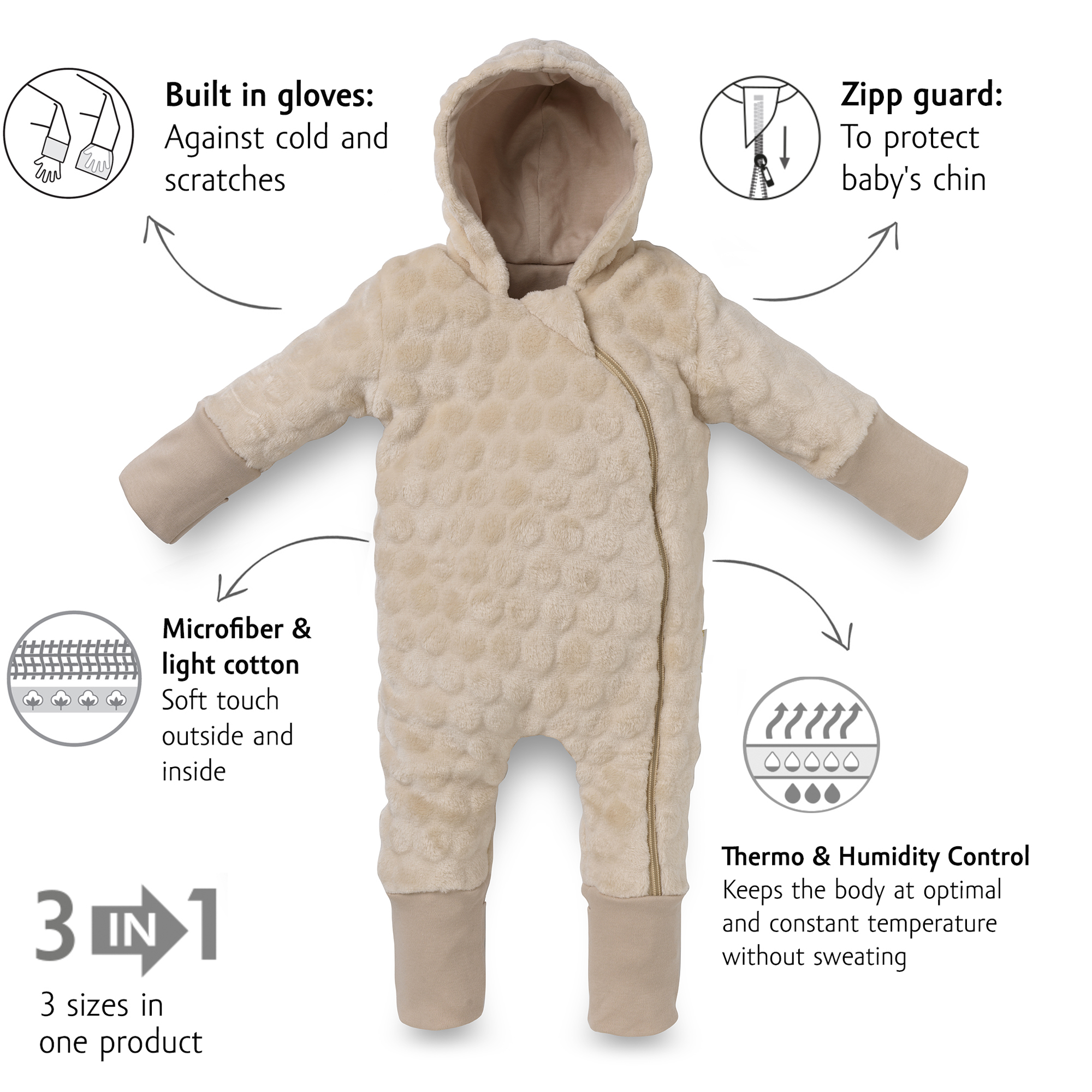 Kenguru Gold Odijelce za bebe TOG2 "hazelnut", 0-3m - Slika 2