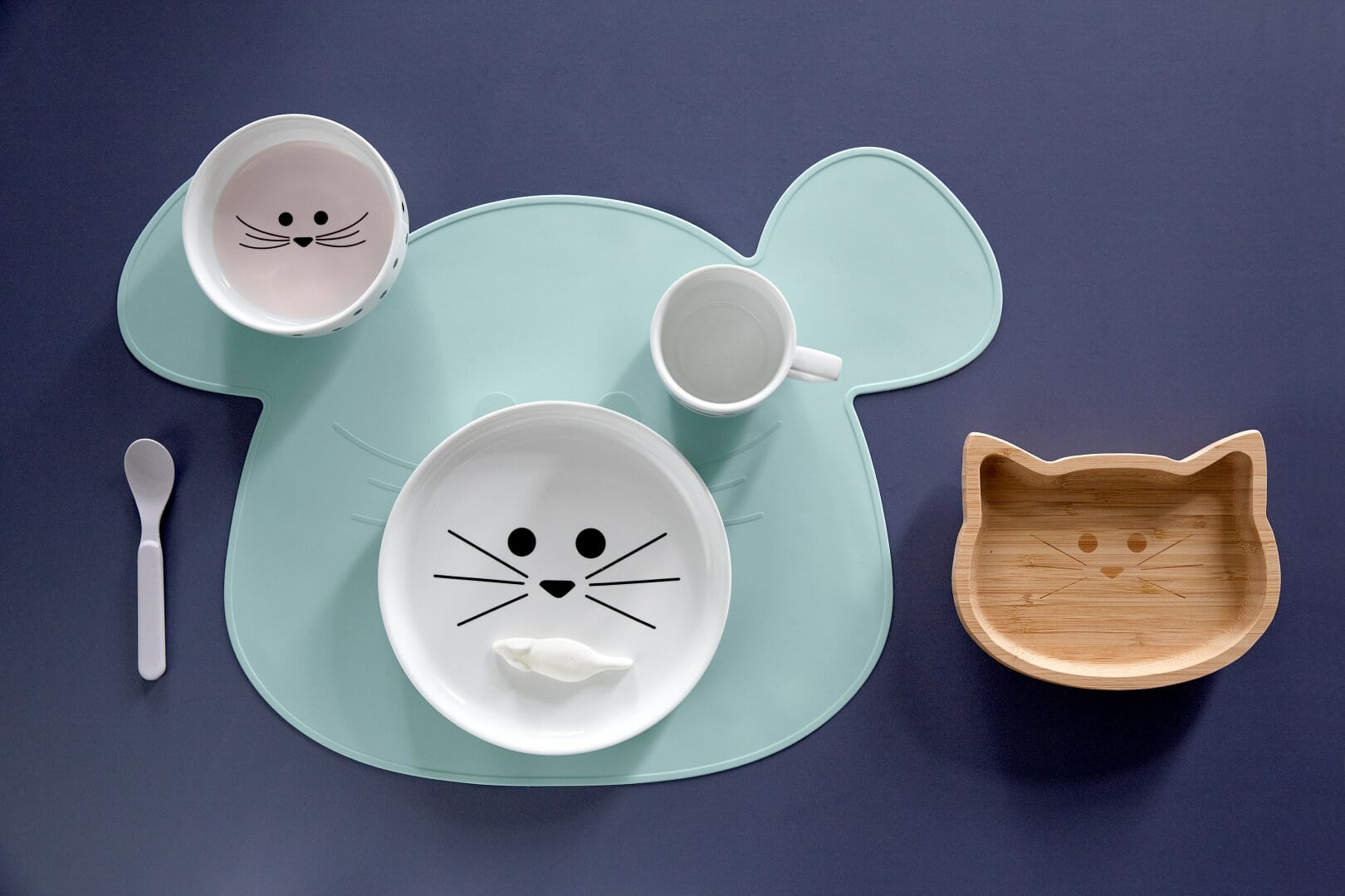 Lässig Silikonski podložak Little Chums Mouse plavi - Slika 2