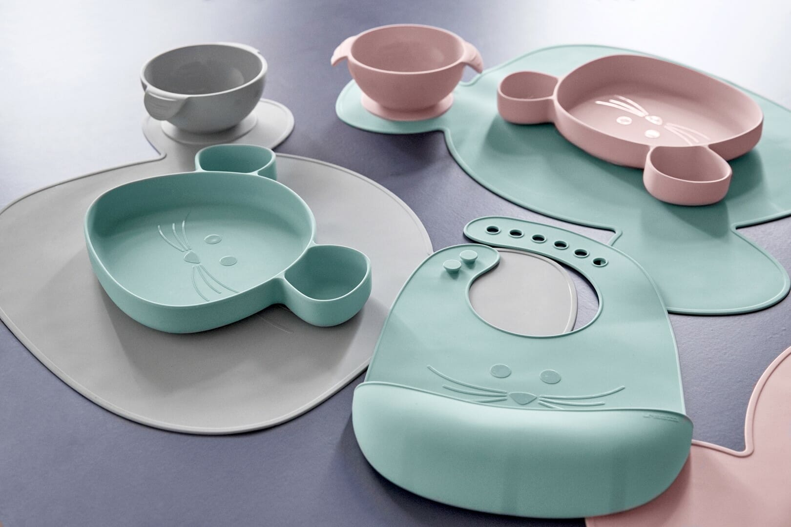 Lässig Silikonski podložak Little Chums Mouse plavi - Slika 8