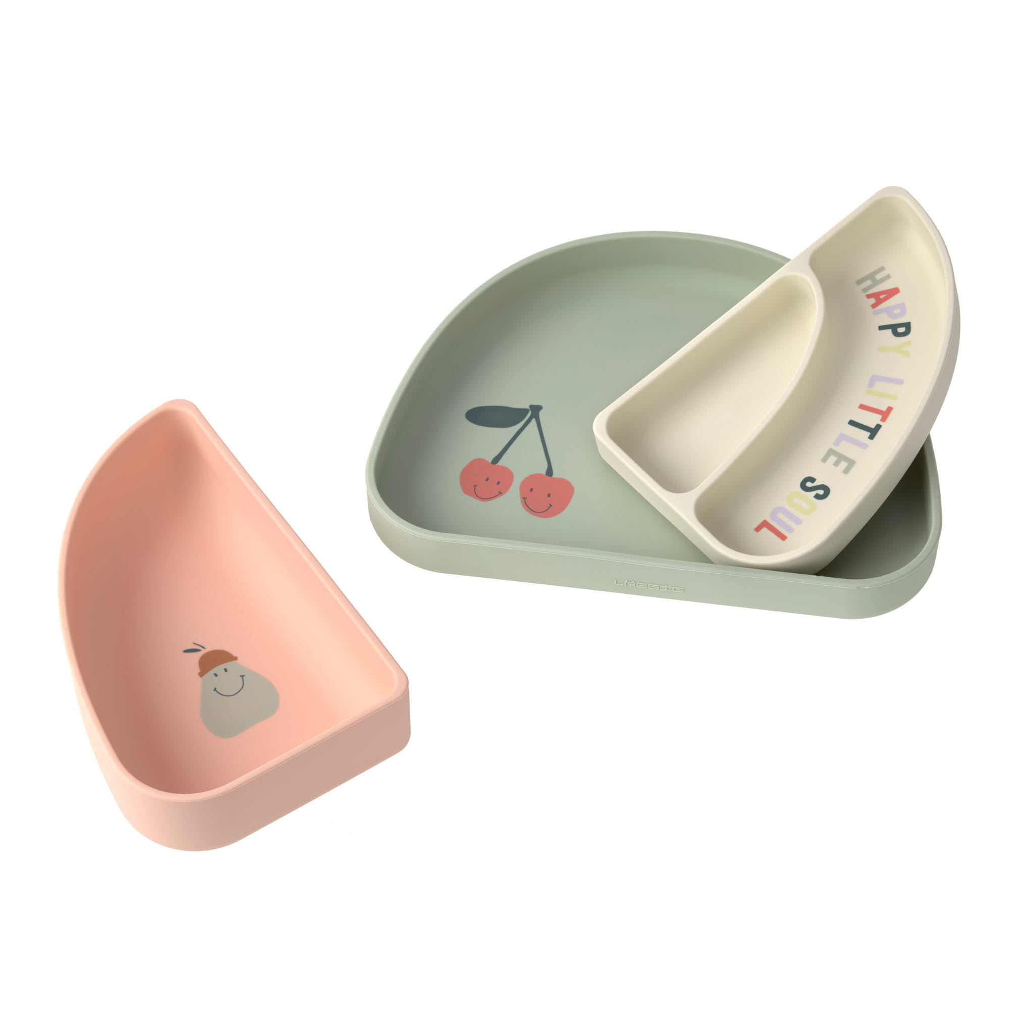 Lässig Silikonski set za jelo s 3 dijela Happy Fruits Cherry - Slika 4