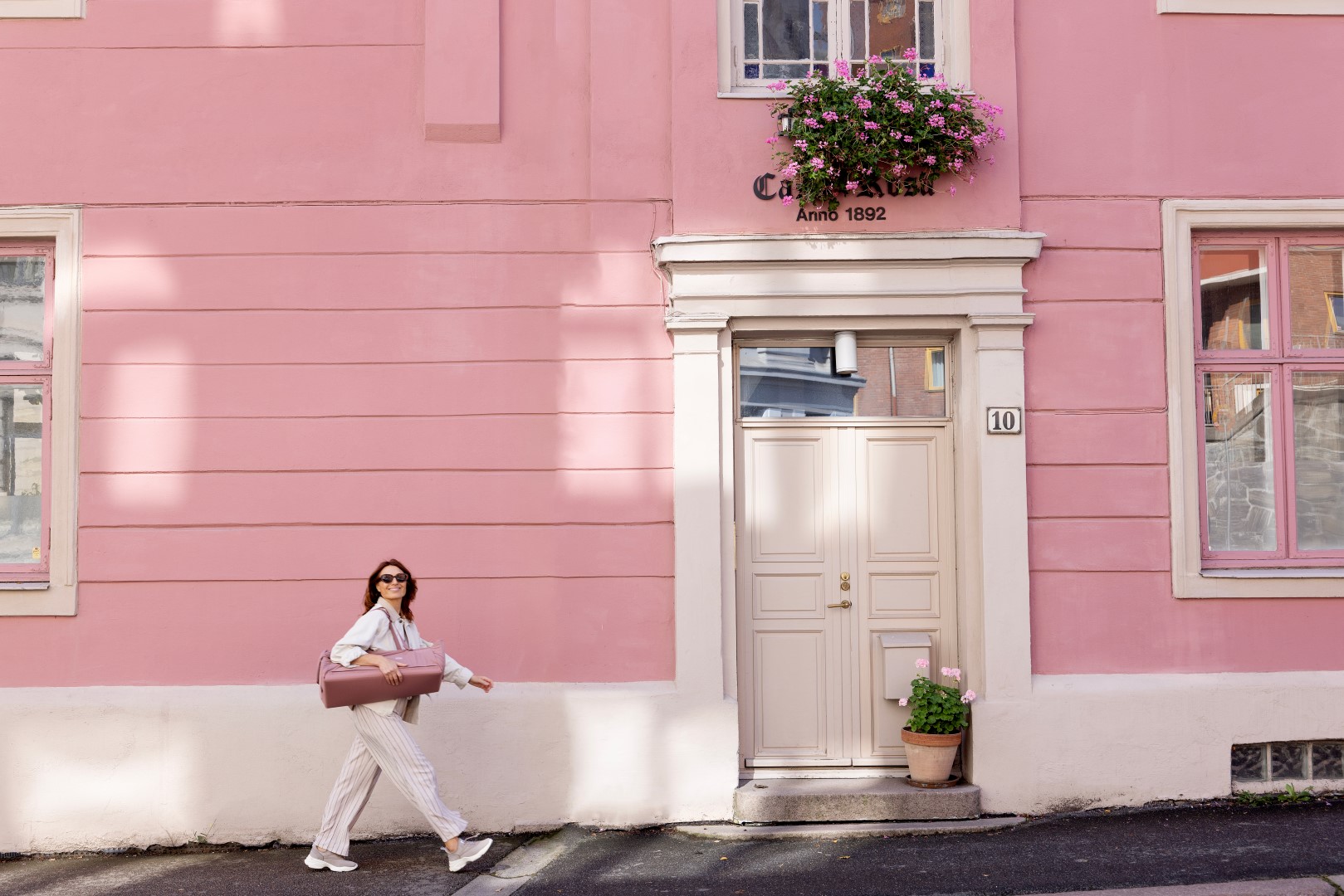 Voksi Carry me, mekana prijenosna košara Blush Pink Leaf - Slika 6